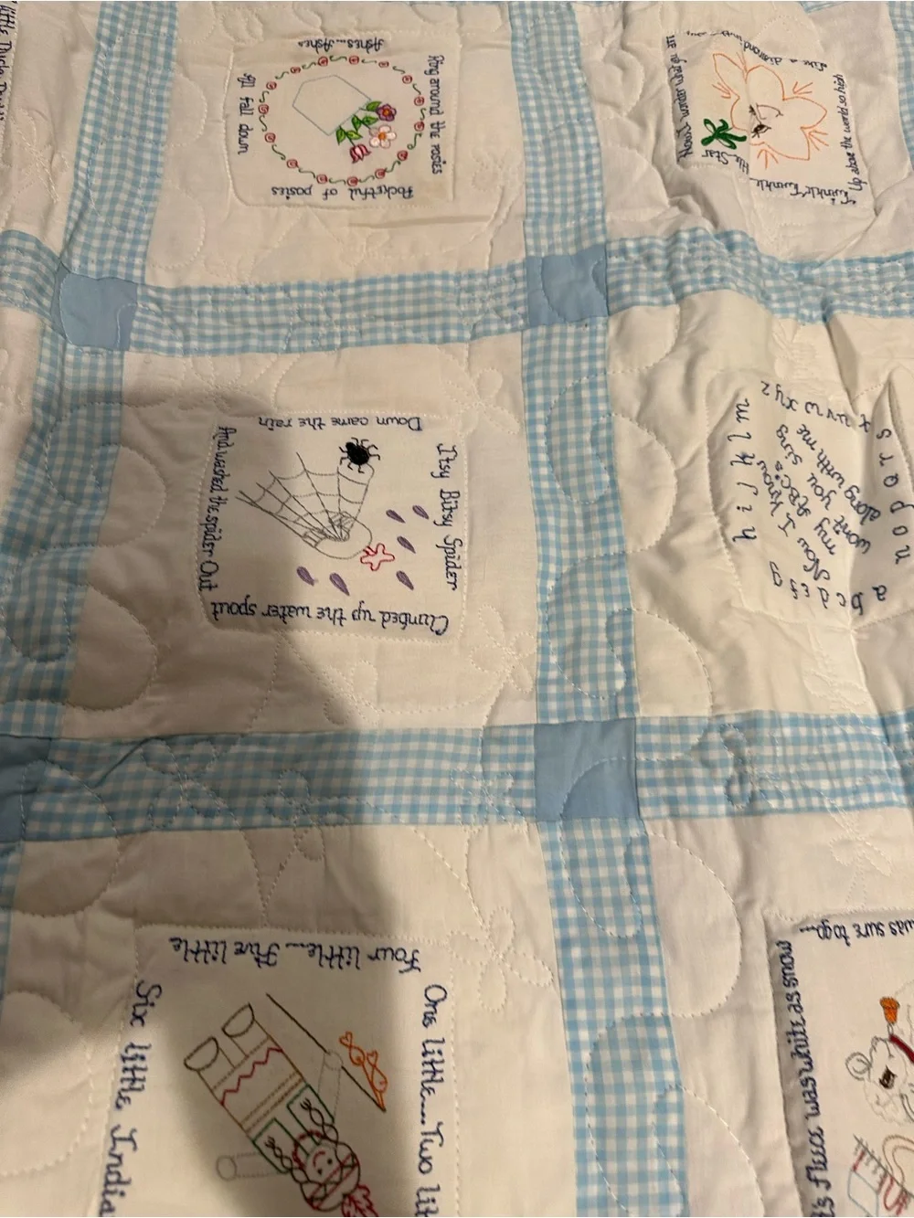 Handmade Blue and White Patchwork Baby Quilt